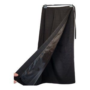 Emanuel Ungaro Wool Bland Womens Size 12 Black/Silver Accent Wrap Long Skirt‎